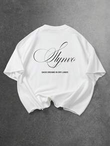 Manfinity Hypemode 男款字母印花圓領短袖時尚百搭T恤 - 白色 - 查看 5