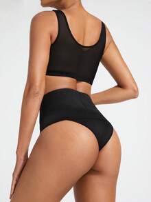 SHAPORA Solid Color High Waist Body Shaper Set - Black - View 2