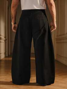 SIGLOCORE Men's Fashion Commuter Solid Color Curved Leg Pants - Black - View 2