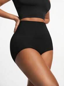 SHAPORA Pantalones Moldeadores De Mujer De Color Sólido - Negro - Ver 4
