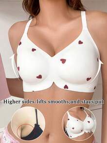 PetitDoll 1 chiếc nội y không đường may phong cách gợi cảm in hình trái tim đỏ - trắng - Xem 4