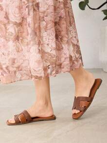 MOTF PREMIUM WOMEN'S COMFORTABLE MINIMALIST CASUAL FLAT SANDALS FOR CHRISTMAS SPRING SHOES - Mocha Brown - View 6
