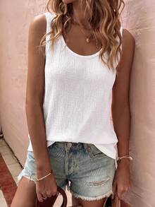 EMERY ROSE Women's Spring/Summer New Hot-Selling Textured Fabric Casual Versatile All-Match Style Tank Top - White - View 3