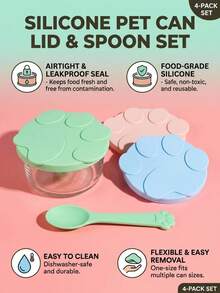 PETSIN Tapa de lata de silicona portátil 2 en 1 para perros y gatos, cuchara selladora de alimentos para mascotas, tapa de almacenamiento y conservación, accesorios para perros - 5ml-10ml - Ver 2