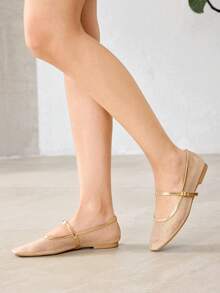 MOTF LADIES MESH FASHION FLAT SHOES - Gold - View 6