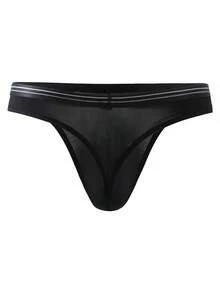 DrisQ DrisQ Men's Striped Thong Sexy Underwear - Black - View 2
