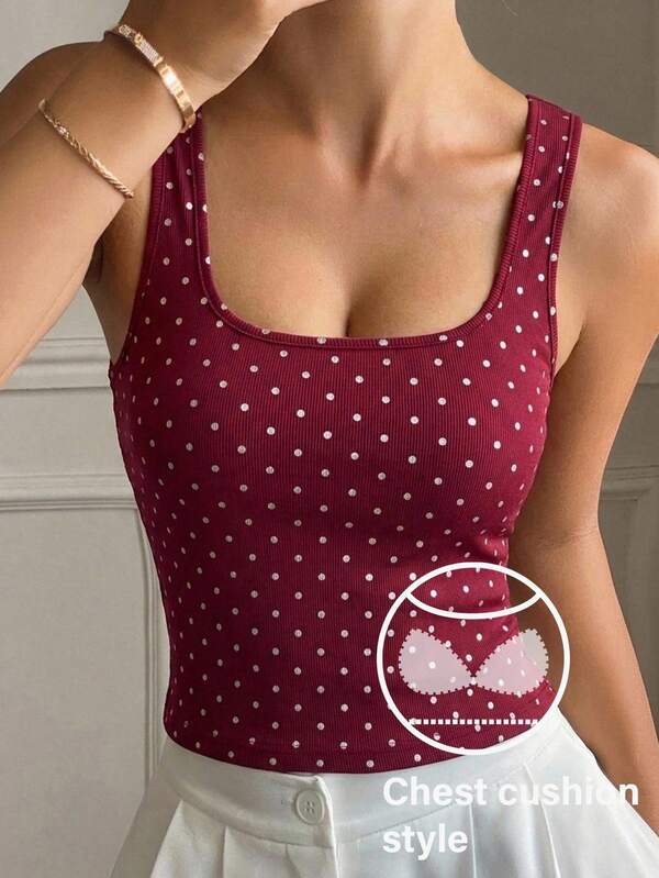 Livesso Women's Polka Dot Print Casual Base Layer Top