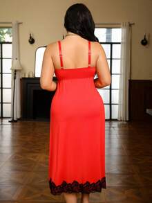 Seduluxe Plus Size Non-Wired Sexy Lingerie Nightgown Single Piece - Red - View 2