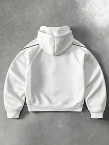 PAVTROS Men's Young Streetwear Striped Colorblock Double Layer Hooded Zip-Up Sweatshirt - White - View 2