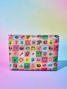 FanGlow THE POWERPUFF GIRLS X SHEIN 甜美可愛卡通圖案便攜式化妝包、零錢包、旅行包 - 彩色 - 查看 2