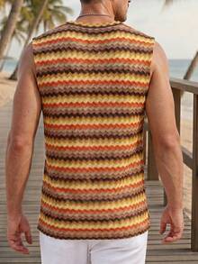 VENTUSAIL Men's Striped Crew Neck Casual Knit Tank Top, Versatile And Fashionable - Multicolor - View 4