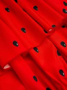 Sweetra Plus Size Watermelon Print Elastic Waist Cute Bow Decor Shorts Vacation Red Summer Wedding Guest Casual - Multicolor - View 4
