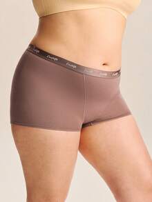 LUVLETTE Plus 3-Pack Women Plus Comfortable Cotton Logo High-Rise Boyshorts-Pastel Color - Multicolor - View 12