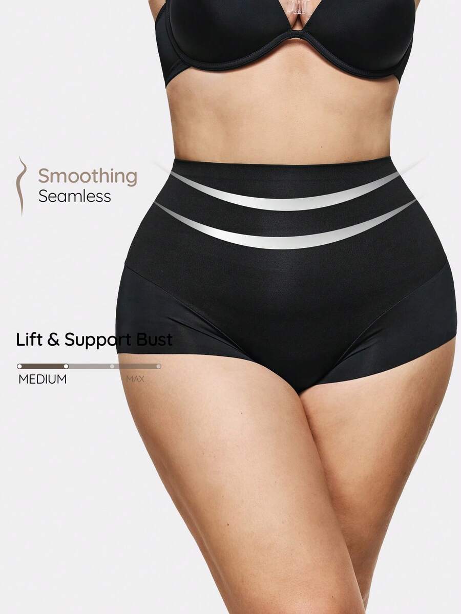 SHAPORA Women Seamless Plus Size High Waist Butt Lifter Tummy Control Shapewear, 1pc/Pack - Black - View 1