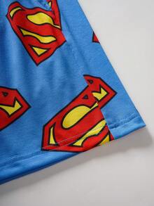 SUPERMAN X SHEIN Men's Print Tank Top And Shorts Loungewear Set - Blue - View 8