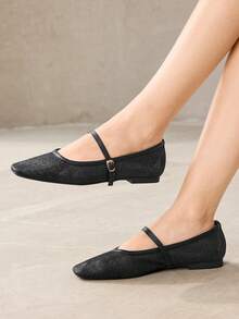 MOTF LADIES MESH FASHION FLAT SHOES - Premium Black - View 6