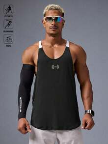 Acti Log Men's Round Neck Black And White Sports Tank Top, Gym - Black - View 1