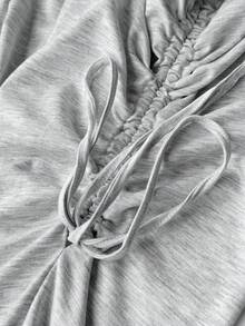 Maweii Pantalones ajustables con cordón lateral y puños para mujer de talla grande - Gris - Ver 7