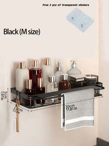 1-Piece Bathroom And Kitchen Storage Rack, Towel Rack, Shampoo And Cosmetic Storage Box, Shower Head Shelf, Sink Drain Rack - Black - View 9