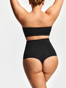SHAPORA Bộ đồ định hình gợi cảm áo ống trơn cỡ lớn và quần short khoét rỗng - màu đen - Xem 2