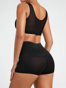 SHAPORA Women's Crop Top & Skirt & Body Shaper Set - Black - View 2