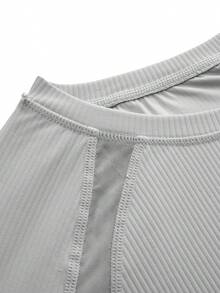 SHEIN Cheerettes 女款素色休閒百搭日常旅遊運動T恤 - 淺灰色 - 查看 8