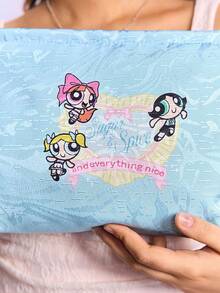 FanGlow THE POWERPUFF GIRLS X SHEIN 甜美可愛花朵、泡泡、毛茛花紋便攜式化妝包、零錢包、旅行袋 - 彩色 - 查看 5