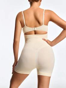 SHAPORA Quần short định hình lưng cao trơn cho bà bầu - Màu be - Xem 3