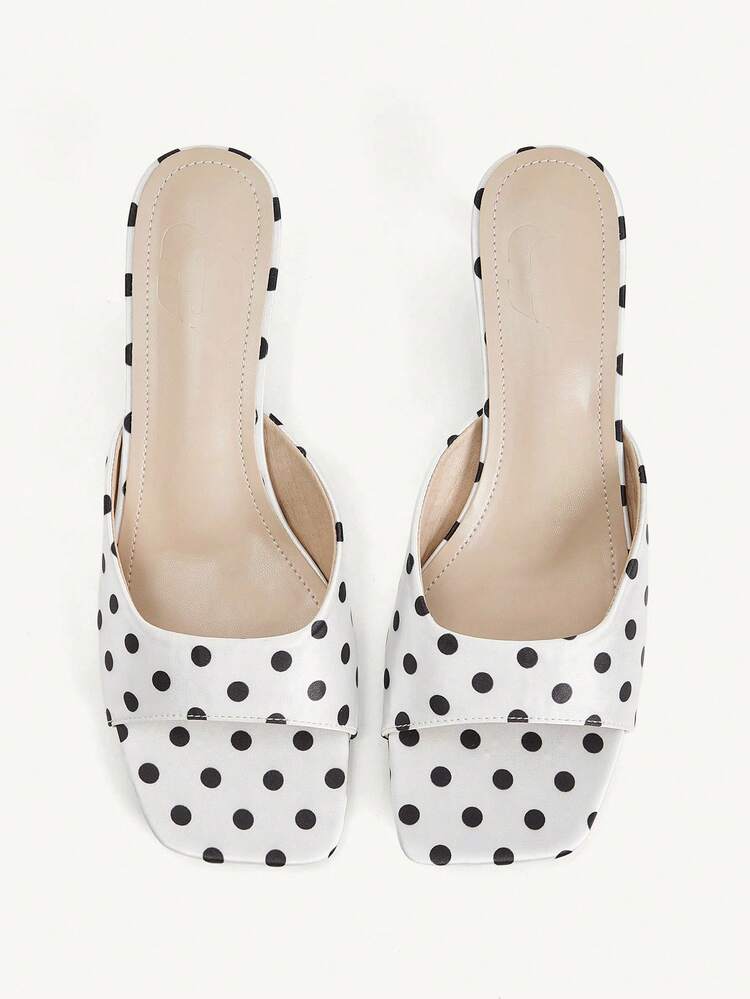 CUCCOO CHICEST Women Shoes Spring And Summer New White Polka Dot One-Piece Open-Toed Women's High-Heeled Sandals Slippers Simple Fashion Elegant And Comfortable Vers