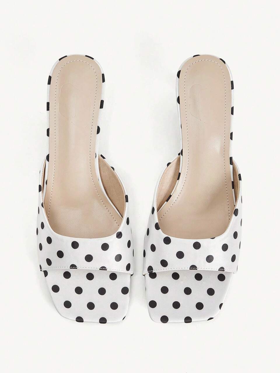 CUCCOO CHICEST Women Shoes Spring And Summer New White Polka Dot One-Piece Open-Toed Women's High-Heeled Sandals Slippers Simple Fashion Elegant And Comfortable Vers
