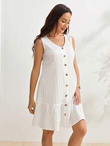 SHEIN Maternity Summer Casual Nursing Dress For Before And After Childbirth - White - View 1