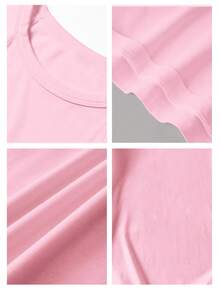 SHEIN LUNE 95%棉女款休閒修身掛脖背心，適合夏季 - 粉色 - 查看 4