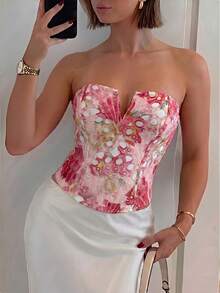 Firerie Women's Floral Hollow Embroidery Elegant Versatile Corset Top - Multicolor - View 9