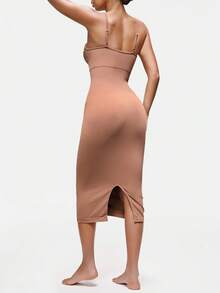 SHAPORA 1pc Women's Sleeveless Bodycon Dress - Brown - View 3