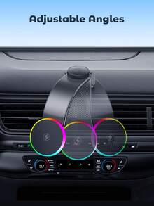 Teckwe 15W 磁吸無線車充支架，RGB 燈 MagSafe 車用手機架儀表板安裝，快速充電自動磁吸車充 - 無線充 - 查看 3