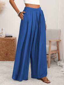 Women Pants - 寶藍色 - 查看 3