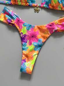 Swim MOD 2件組 春夏度假隨機印花櫻桃配件掛脖三角比基尼上衣與比基尼褲性感女款泳衣套裝 - 彩色 - 查看 7