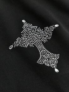 Skyrend Men's Casual Cross & Letter Rhinestone Decor Tank Top, Summeremo Gothic Punk Streetwear For Emo Boy - Black - View 5