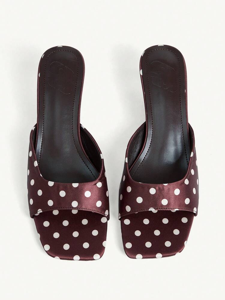 CUCCOO CHICEST Women Shoes Spring And Summer New Brown Polka Dot One-Piece Open-Toed Women's High-Heeled Sandals Slippers Simple Fashion Elegant And Comfortable Vers