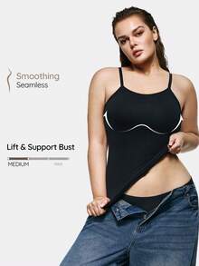 SHAPORA Top Moldeador De Cuerpo De Talla Grande Sin Costuras - Negro - Ver 1