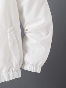 SHEIN Tween Boy Solid Color Hooded Zip-Up Casual Versatile Daily Travel Long Sleeve Jacket - White - View 5