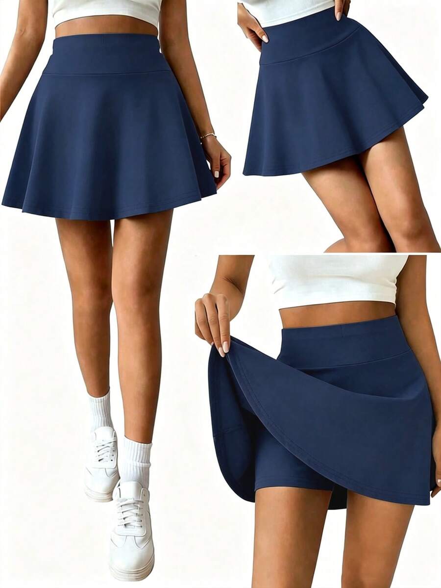Teen Girl Fall Solid Color Versatile Fashion Skort , Tennis Running Preppy Style Autumn , Holiday