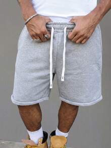 STYNVO Men's Drawstring Waist Pocket Casual Versatile Shorts, Holiday - Grey - View 3