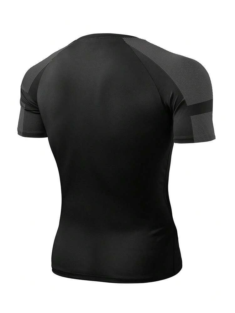 Acti Log Camiseta deportiva versátil de corte ajustado con estampado integral para hombre - Multicolor - Añade 3