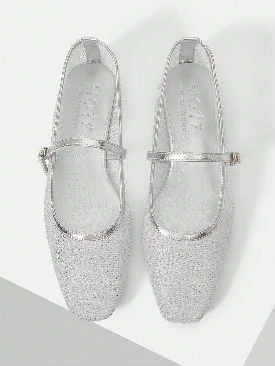 MOTF LADIES MESH FASHION FLAT SHOES - Premium Silver - View 1