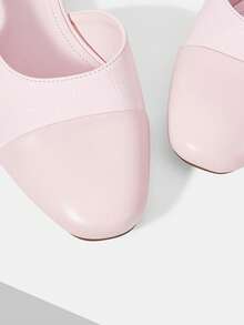 MOTF LADIES' NEW FRENCH RETRO SMALL SQUARE HEAD REAR STRAP FLAT SOLE SHOES ARE ELEGANT, VERSATILE AND COMFORTABLE - Pink - View 5