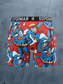 SUPERMAN X SHEIN Men's Letter Print Casual Daily Boxer Briefs - Blue - View 2