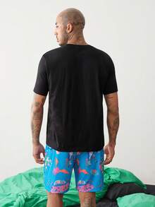 Rick and Morty X SHEIN Men's Short Sleeve T-Shirt And Shorts Loungewear Set - Black - View 2