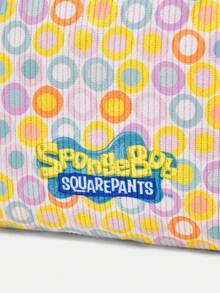 SpongeBob SquarePants | SHEIN 1個卡通印花燈芯絨拉鍊化妝包，輕便多功能內襯化妝收納袋 - 波點 - 查看 8