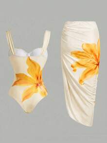 Swim Oasis 女款一件式泳衣罩裙 - 淡黃色 - 查看 2